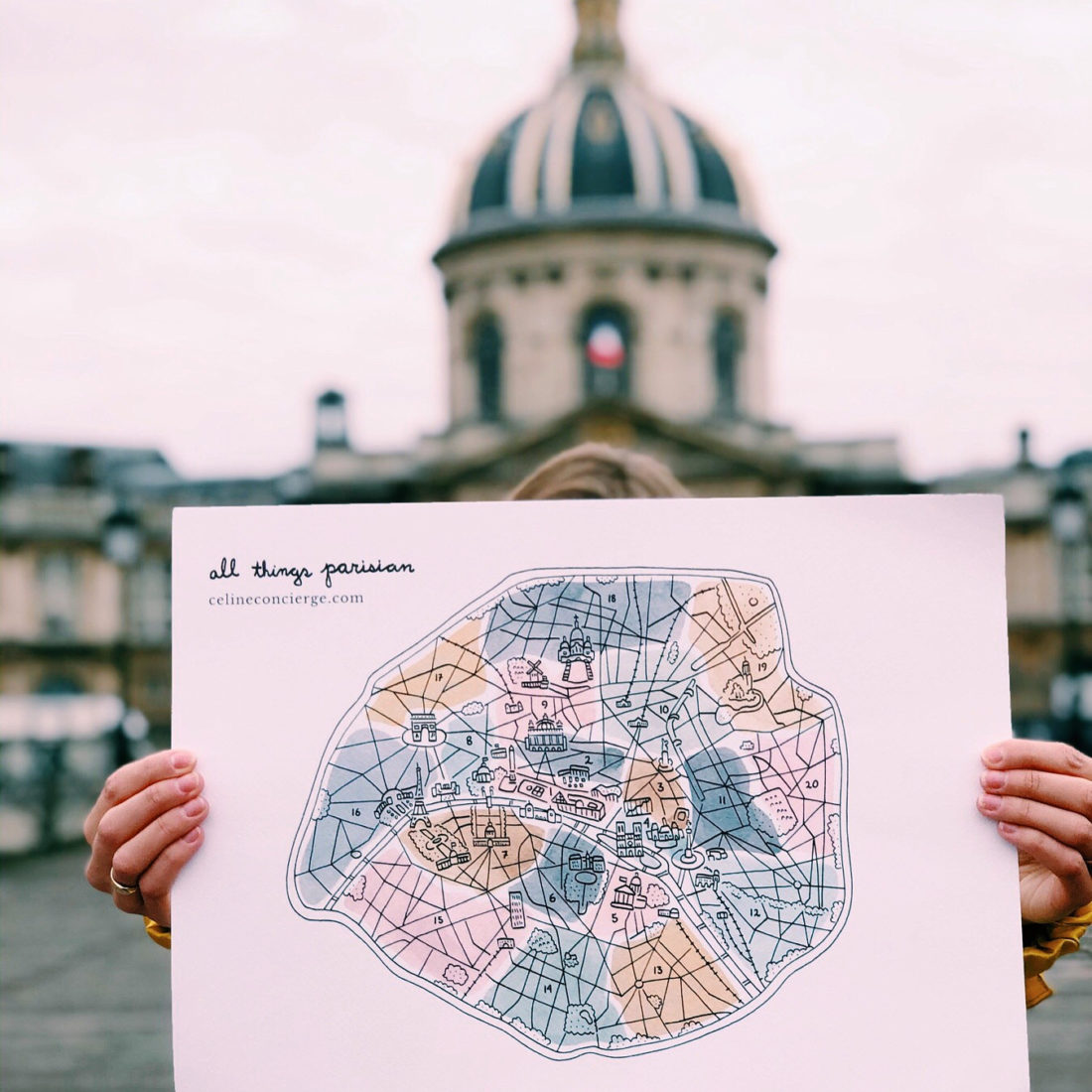 Illustrated Map of Paris Print (Color)* - Céline Concierge | Paris ...
